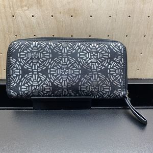 Black Goth Clutch Wallet Purse for Women Stenciled Design